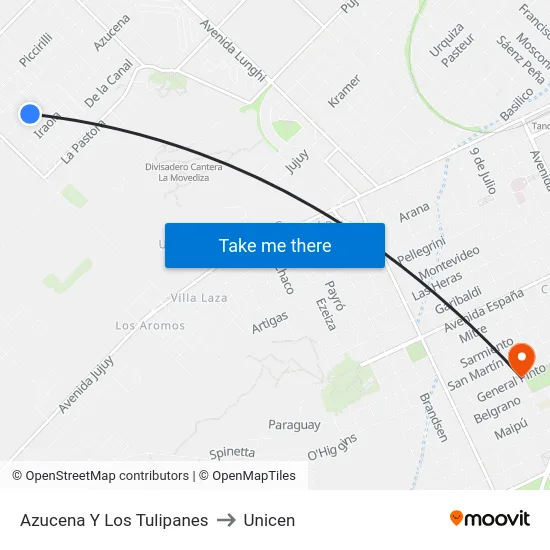 Azucena Y Los Tulipanes to Unicen map