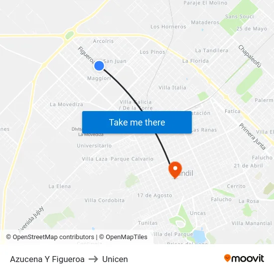 Azucena Y Figueroa to Unicen map