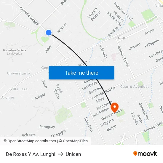 De Roxas Y Av. Lunghi to Unicen map