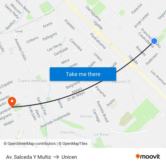 Av. Salceda Y Muñiz to Unicen map