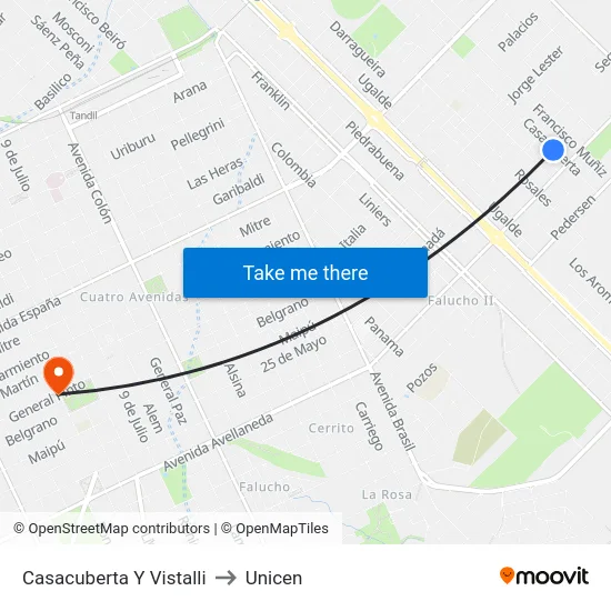 Casacuberta Y Vistalli to Unicen map