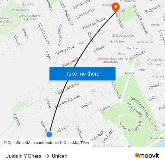 Juldain Y Dhers to Unicen map