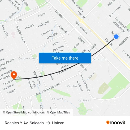 Rosales Y Av. Salceda to Unicen map
