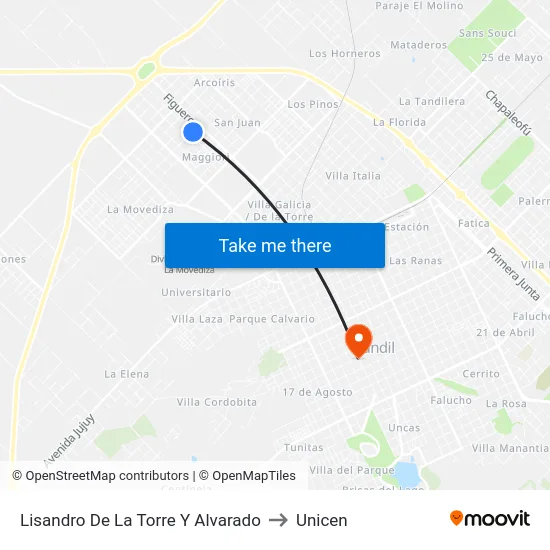 Lisandro De La Torre Y Alvarado to Unicen map