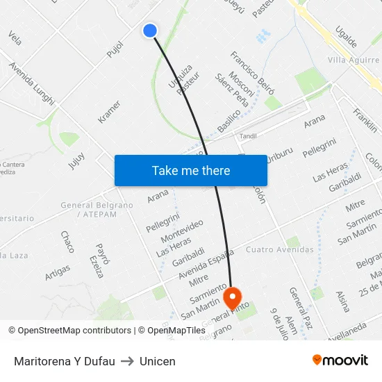 Maritorena Y Dufau to Unicen map