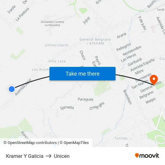 Kramer Y Galicia to Unicen map