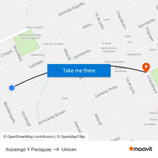Ituzaingó Y Paraguay to Unicen map