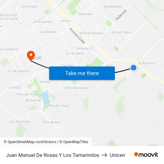 Juan Manuel De Rosas Y Los Tamarindos to Unicen map