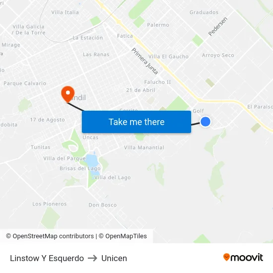 Linstow Y Esquerdo to Unicen map
