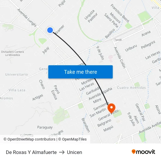 De Roxas Y Almafuerte to Unicen map