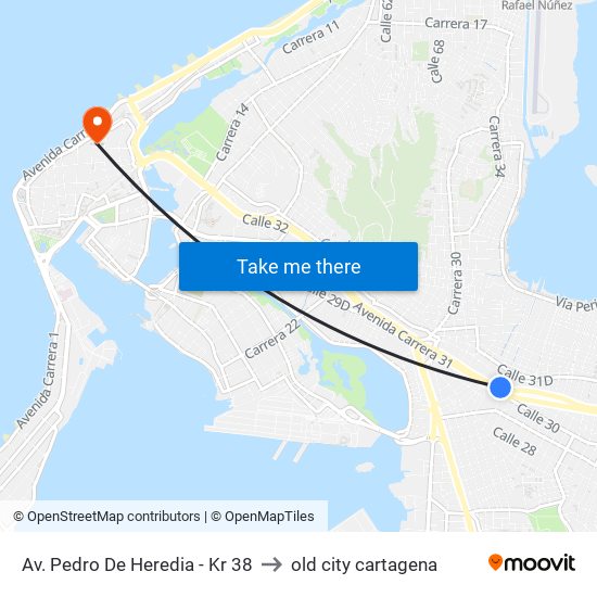 Av. Pedro De Heredia - Kr 38 to old city cartagena map