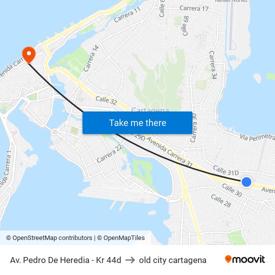 Av. Pedro De Heredia - Kr 44d to old city cartagena map