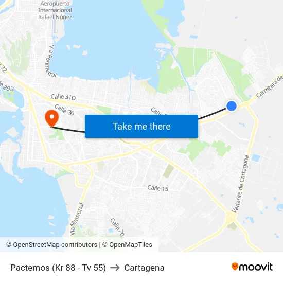 Pactemos (Kr 88 - Tv 55) to Cartagena map