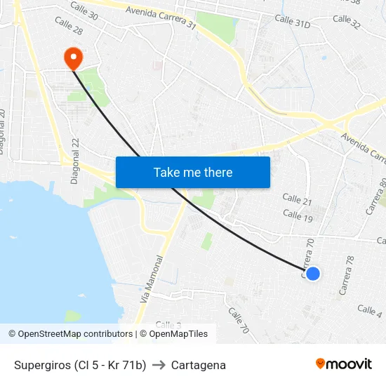 Supergiros (Cl 5 - Kr 71b) to Cartagena map