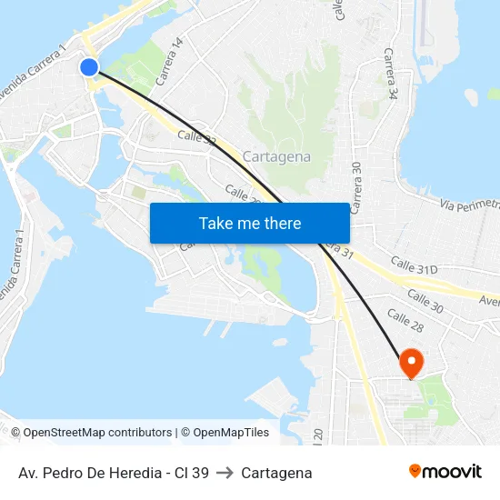 Av. Pedro De Heredia - Cl 39 to Cartagena map