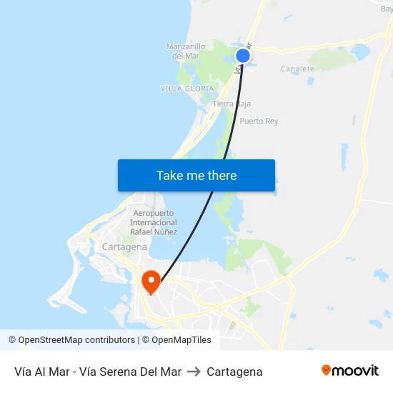 Vía Al Mar - Vía Serena Del Mar to Cartagena map