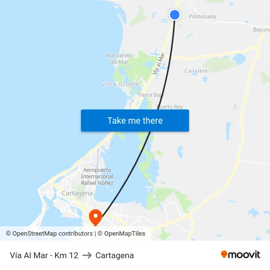 Vía Al Mar - Km 12 to Cartagena map