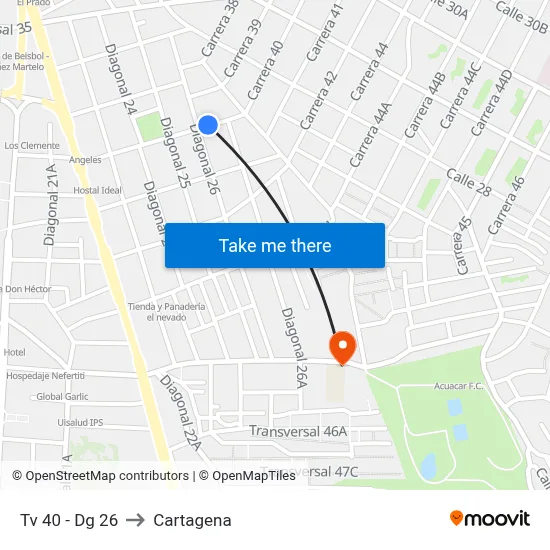 Tv 40 - Dg 26 to Cartagena map