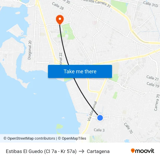Estibas El Guedo (Cl 7a - Kr 57a) to Cartagena map