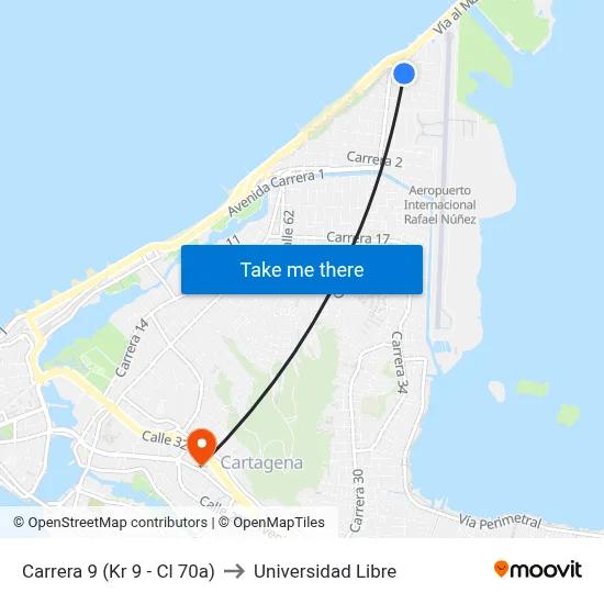 Carrera 9 (Kr 9 - Cl 70a) to Universidad Libre map