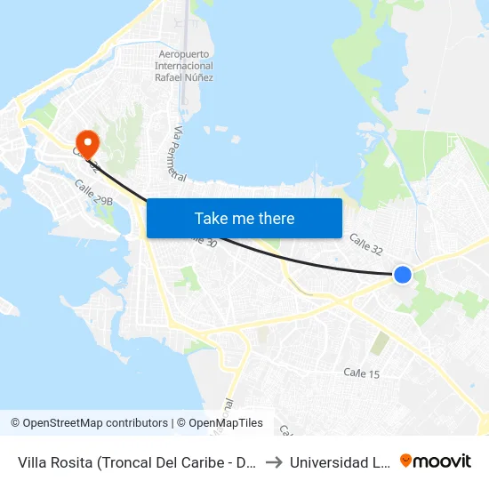 Villa Rosita (Troncal Del Caribe - Dg 36c) to Universidad Libre map