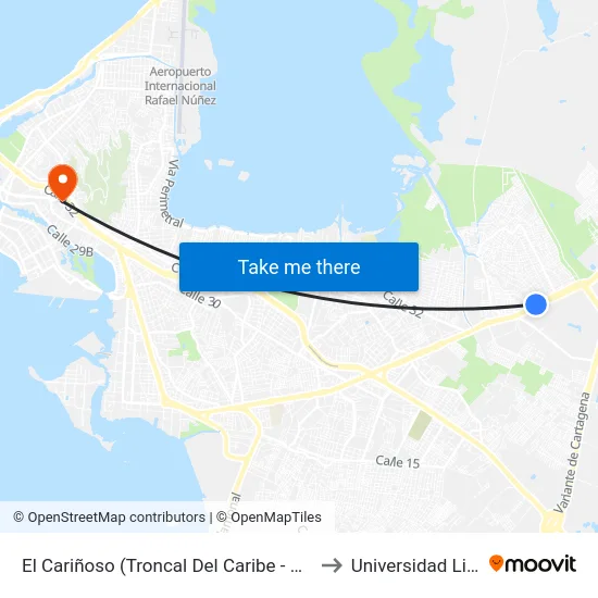 El Cariñoso (Troncal Del Caribe - Kr 84) to Universidad Libre map