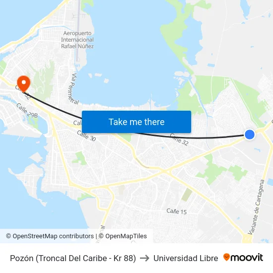 Pozón (Troncal Del Caribe - Kr 88) to Universidad Libre map