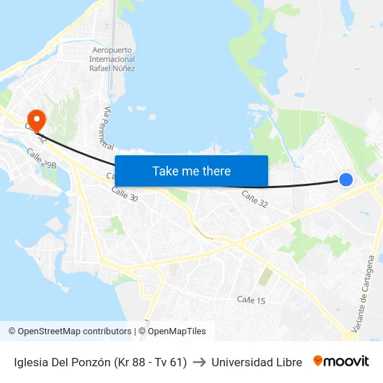 Iglesia Del Ponzón (Kr 88 - Tv 61) to Universidad Libre map