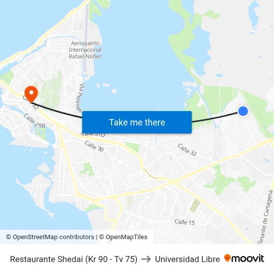 Restaurante Shedai (Kr 90 - Tv 75) to Universidad Libre map