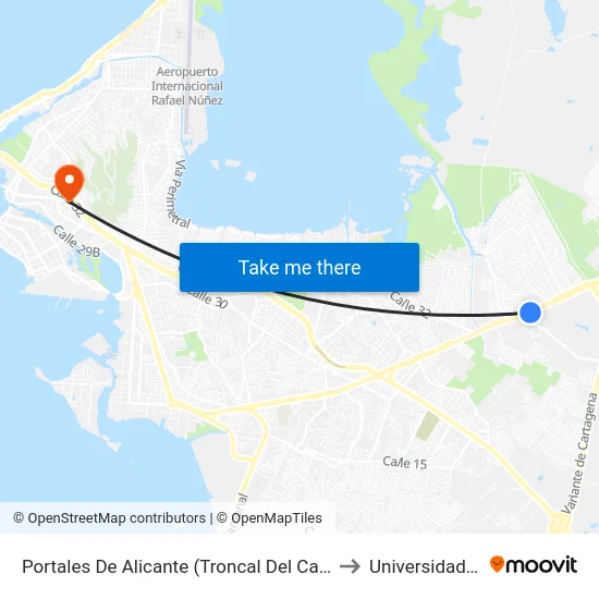 Portales De Alicante (Troncal Del Caribe - Kr 81) to Universidad Libre map