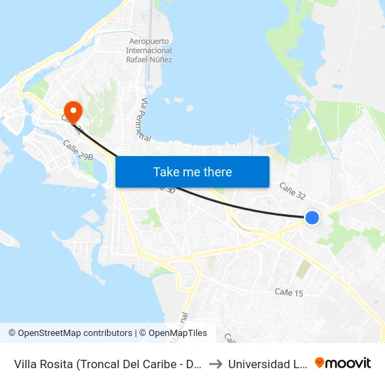 Villa Rosita (Troncal Del Caribe - Dg 36c) to Universidad Libre map
