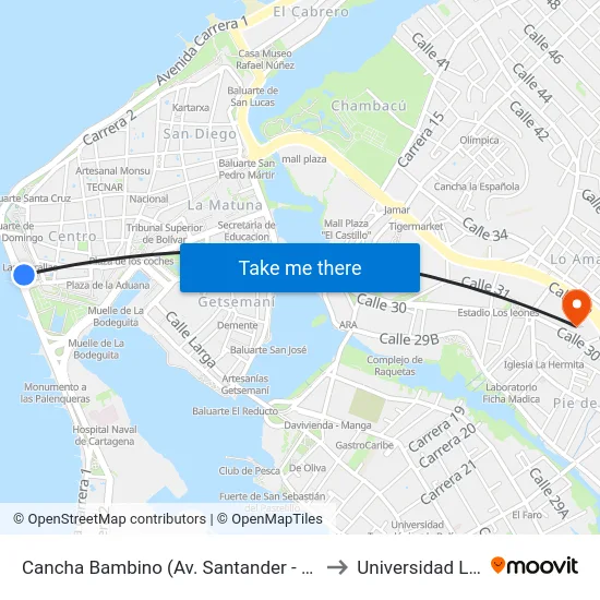Cancha Bambino (Av. Santander - Cl 31a) to Universidad Libre map