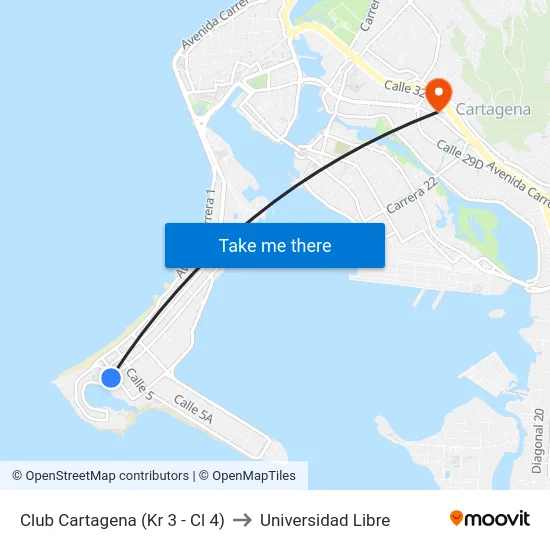Club Cartagena (Kr 3 - Cl 4) to Universidad Libre map