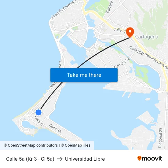 Calle 5a (Kr 3 - Cl 5a) to Universidad Libre map