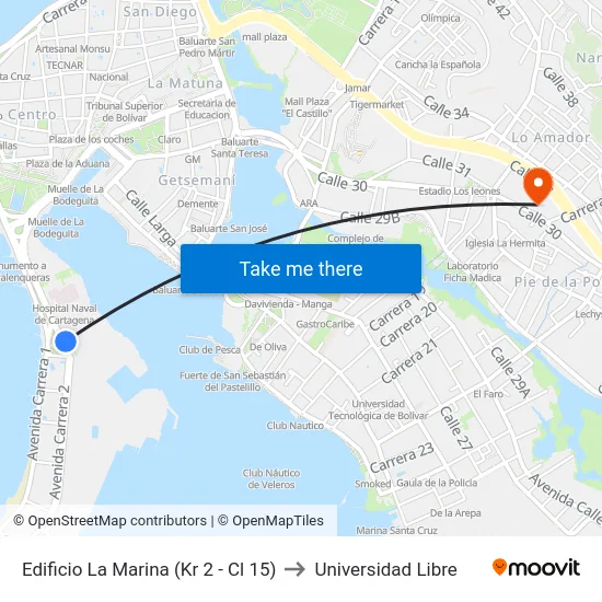 Edificio La Marina (Kr 2 - Cl 15) to Universidad Libre map