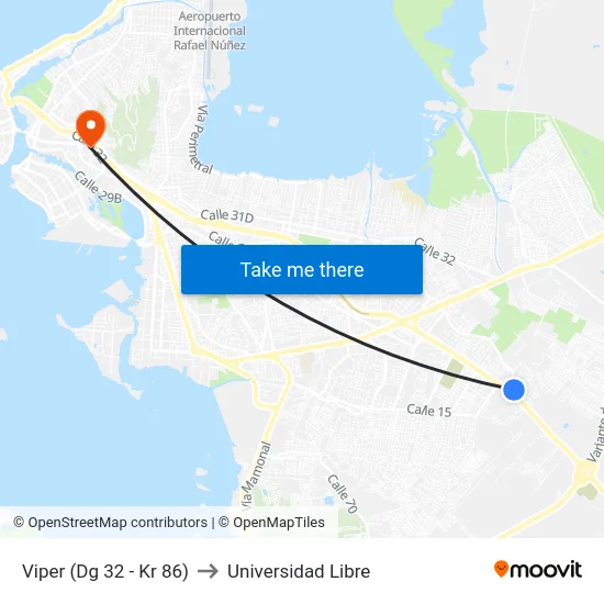 Viper (Dg 32 - Kr 86) to Universidad Libre map