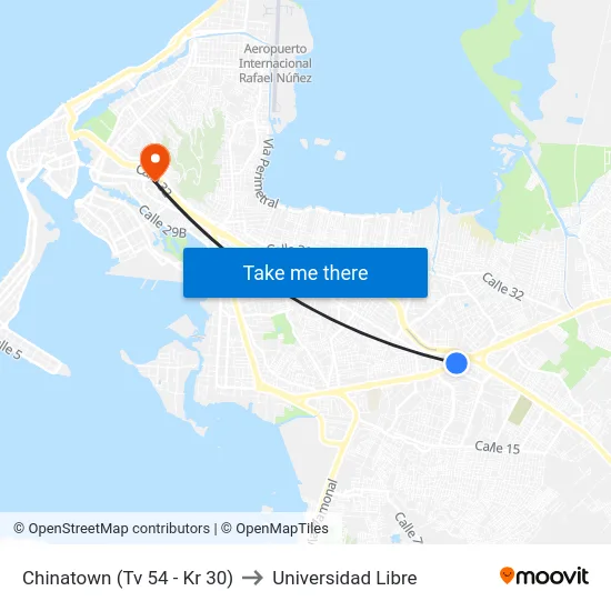 Chinatown (Tv 54 - Kr 30) to Universidad Libre map