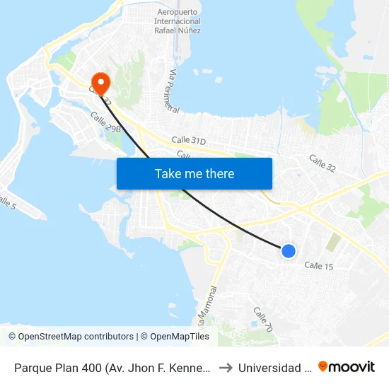 Parque Plan 400 (Av. Jhon F. Kennedy - Cl 20a) to Universidad Libre map