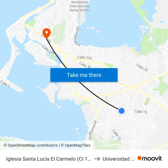 Iglesia Santa Lucía El Carmelo (Cl 15 - Kr 66a) to Universidad Libre map