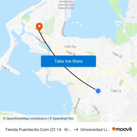Tienda Puentecito.Com (Cl 14 - Kr 63b) to Universidad Libre map