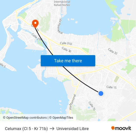 Celumax (Cl 5 - Kr 71b) to Universidad Libre map