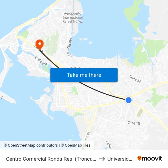 Centro Comercial Ronda Real (Troncal Del Caribe - Kr 69) to Universidad Libre map