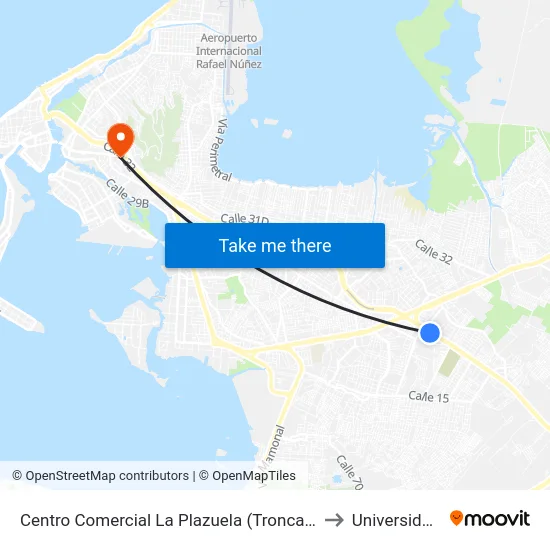 Centro Comercial La Plazuela (Troncal Del Caribe - Kr 71) to Universidad Libre map