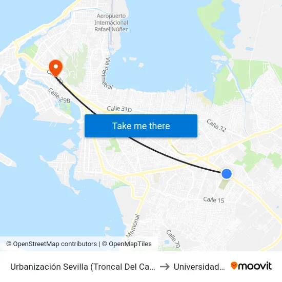 Urbanización Sevilla (Troncal Del Caribe - Kr 78) to Universidad Libre map