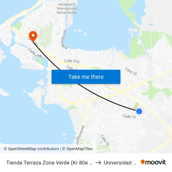 Tienda Terraza Zona Verde (Kr 80e - Cl 22b) to Universidad Libre map
