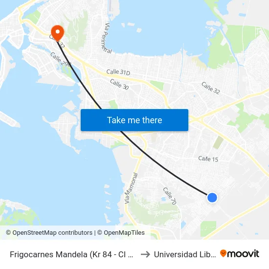 Frigocarnes Mandela (Kr 84 - Cl 3q) to Universidad Libre map
