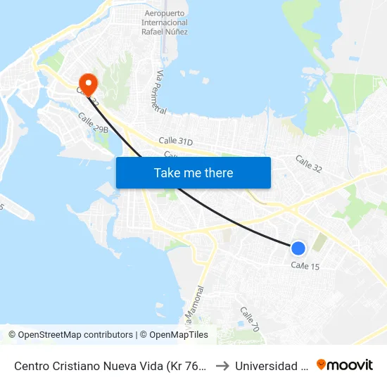 Centro Cristiano Nueva Vida (Kr 76a - Cl 22b) to Universidad Libre map