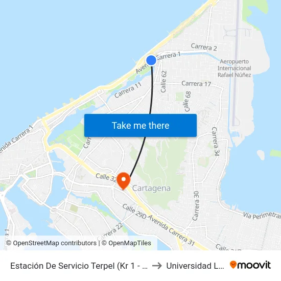 Estación De Servicio Terpel (Kr 1 - Cl 60) to Universidad Libre map