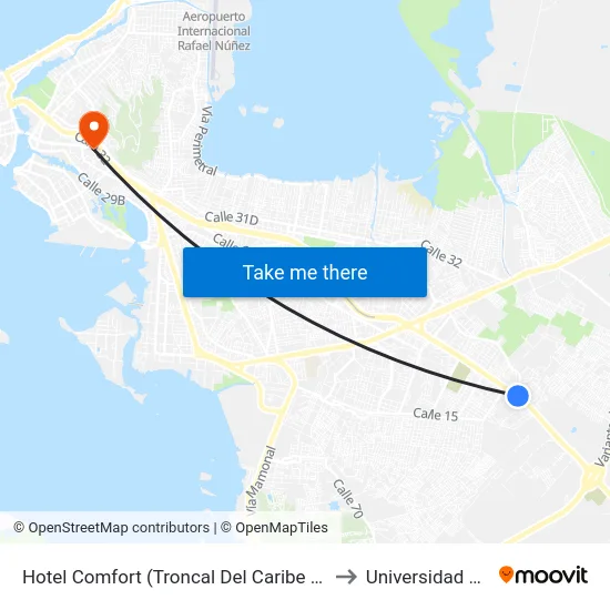 Hotel Comfort (Troncal Del Caribe - Dg 32) to Universidad Libre map