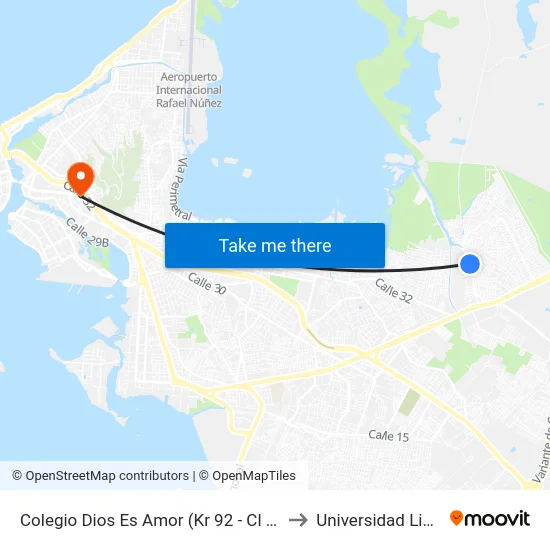 Colegio Dios Es Amor (Kr 92 - Cl 45) to Universidad Libre map